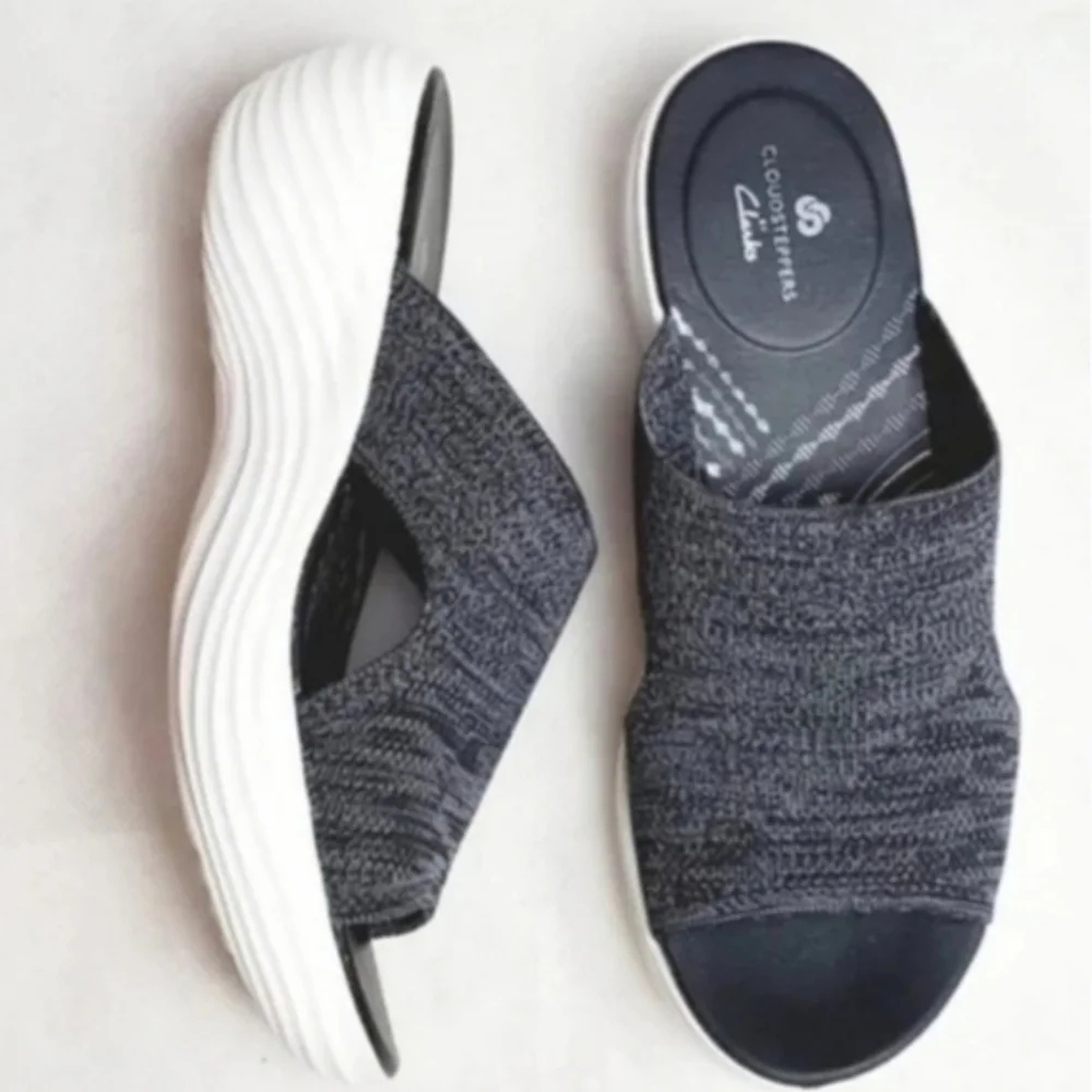 Clarks Blue and White Mules Comfortable Stylish Footwear